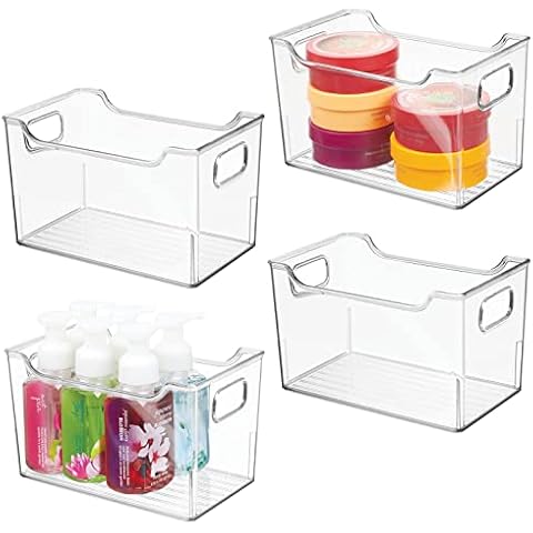 mDesign Juego de 4 cajas de plástico con asas Cover