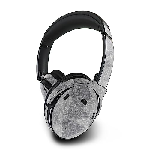 Image of MightySkins Glossy Glitter Skin Compatible with Bose QuietComfort 45 Headphones Gray Polygon | Protective, Durable High-Gloss Glitter Finish | Easy to Apply | Made in The USA