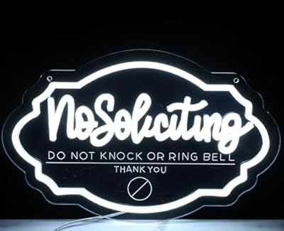 DAOXUZO No Soliciting Neon Sign, Dimmable Light Up No Soliciting Hanging Sign USB Powered for Wall Decor, No Solitation Do Not Knock or Ring Bell Sign， Office and Home，Bedroom, Ga…