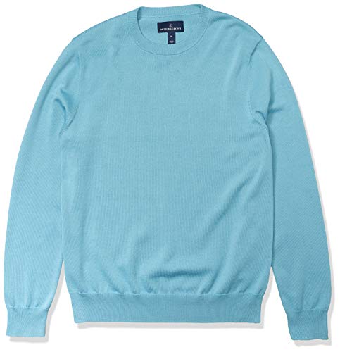 Amazon Brand - Buttoned Down Men's 100% Supima Cotton Crew Neck Sweater, Aqua, Medium