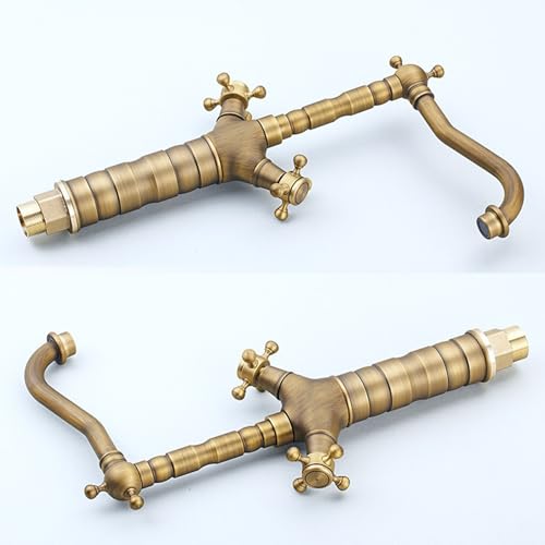 Robinet de lavabo rétro en laiton double croisillon pour eau chaude - 6