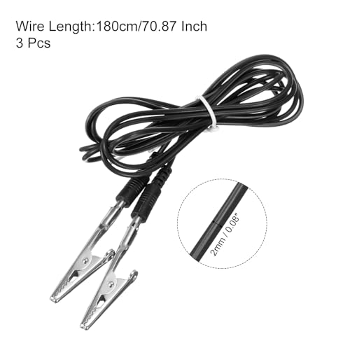 Image of MECCANIXITY ESD Grounding Cable Cord with Alligator Clip 180cm /70.87 Inch Long,Anti-Static Ground Wire Cable Clip for Eliminate Conductor Electrostatic, Pack of 3(Black)