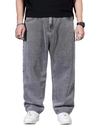 Oanviso Jeans de Ajuste Relajado de Hombre Moda Pantalones Vaqueros Holgados Denim Jeans Vintage Hip Hop Pantalone Casuales Chino Pantalón Jeans Largo A Azul Oscuro 3XL