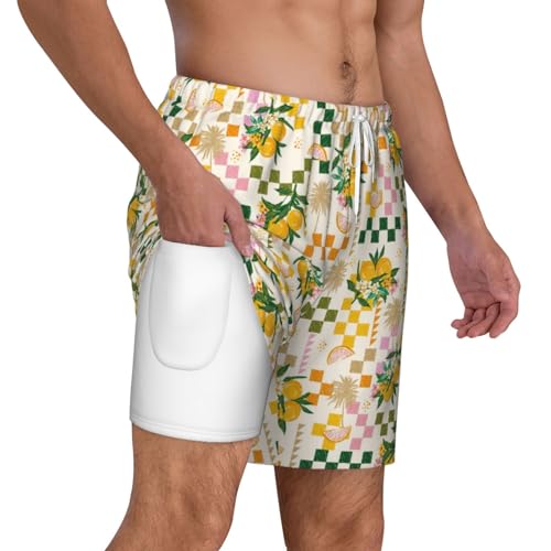 Hawaiian Style Orange Flower Funny Men's Swim Trunks Board Shorts Quick Dry-3