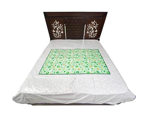 Image of EcoSoft Plastic Sheet,PVC Sheet for Kids,Rubber Sheet for Babies,Bed Wetting Protector(90 x 135 cm) (Green Big Jungle)