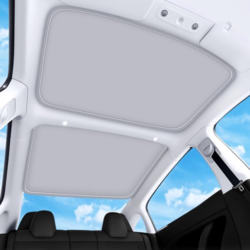 QINQINTU 2026 Upgraded for Tesla Model 3 Accessories Sunshade Roof [No Sag Ice-Crystal Cooling Coatings] Heat Insulation Glass Roof Sun Shade for Tesla Model 3 Accessories 2022-2026 Beige