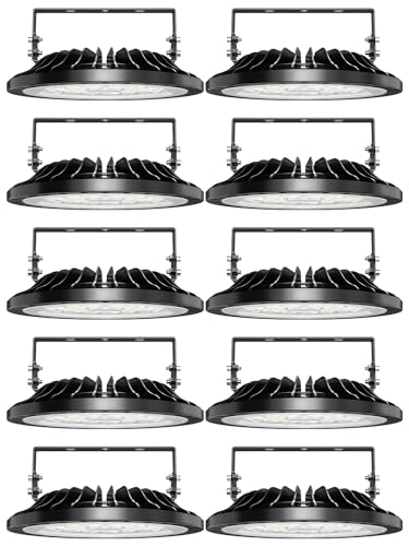 UFO LED High Bay Lights 100W 10 Packs,Super Bright 10000LM High Bay LED Shop Lights,6500K Daylight High Bay LED Lights,Waterproof High Bay Lighting,LED High Bay Light for Factory Warehouse Workshop