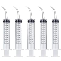 5 Stück Spülspritze, Zahnspritze, 12ml Kunststoff Curved Spritze, Gebogene Spritze, Spritze mit Gebogener Spitze, 12-ml-Spritze, für die Zahnpflegereinigung und Mandelstein