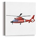 Helicopter Watercolor Print Transportation Paintings Canvas Wall Art 12x12 Colorful Helicopter Poste