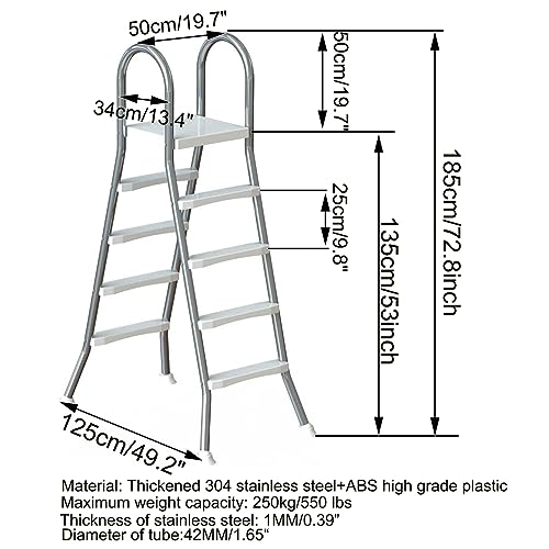 Escalera para piscina elevada acero inoxidable 52 pulg miniatura 6