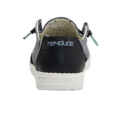 Image of HEYDUDE Women's Wendy Sox Sparkling Black Size 4 | Women's Shoes | Women's Lace Up Loafers | Comfortable & Light-Weight