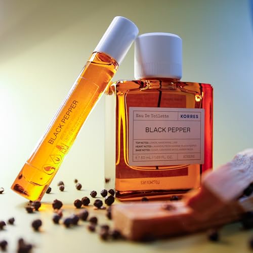 Image of KORRES Mini Eau De Toilette, Black Pepper Fragrance, Unisex, 0.34 Fl Oz | With Lemon, Mandarine & Lime Notes, Lavandin Heart, Cedarwood, Cashmere & Amber Musk Base, Woody Spicy Scent For Women & Men
