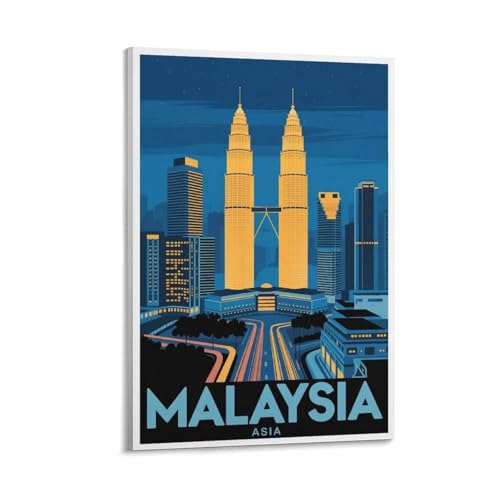 Poster de voyage Malaisie paysage urbain panoramique Asie impression déco murale 60x90