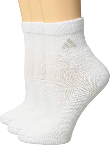 adidas Women's Cushioned Quarter Socks (3-Pair), White/White, Medium, (Shoe Size 5-10)