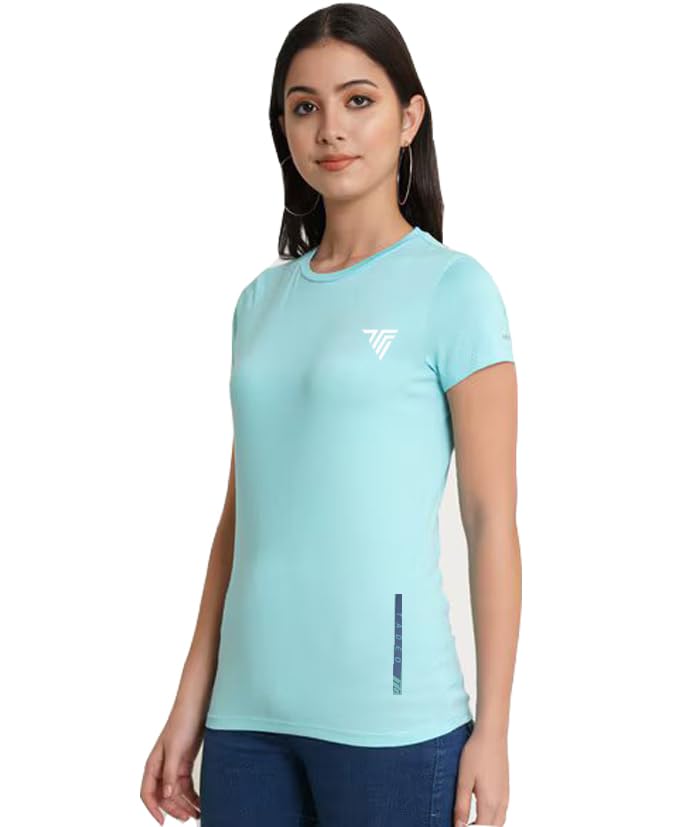 Women Regular Fit Quick-Dry Gym & Casual Wear Solid Round Neck T-Shirt Pack of 1 Mint L-image-20