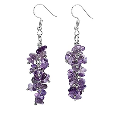 Bijoux style améthyste : boucles d'oreilles uniques en argent plaqué et pierre