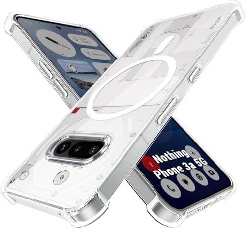Image of TheGiftKart Shockproof Ultra-Hybrid Back Cover Case for Nothing Phone 3a 5G Compatible with MagSafe | 360 Protection | Crystal Clear Hard Back Cover Case for Nothing Phone 3a 5G (Transparent Bumper)