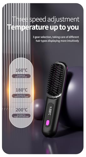 Cepillo Alisador Mini Inalámbrico con Pantalla LCD Rosa miniatura 3