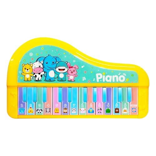 Image of VGRASSP Musical Animal Piano Toy for Kids - Electronic Keyboard Instrument with 5 Modes - Colorful Educational Piano with Animal Sounds - Color As Per Stock