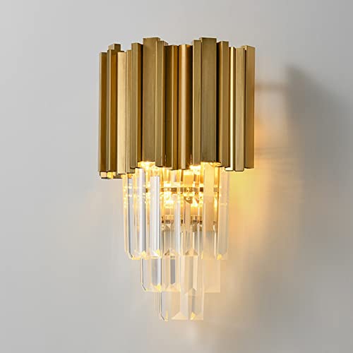 Image of E14 Gold Base & Crystal Glass Wall Sconces Lamp,Modern Wall Lamp Golden Wall Light