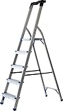 Pavo PREMIUM Haushaltsleiter, Mehrzweckleiter, Stehleiter, Klappleiter aus Aluminium - 5 Stufen 1,50 m, 8037346