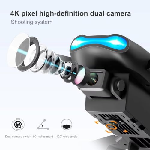 Drone With Camera Flash Lights For Adults Foldable Remote Control Drone with Camera HD Wide Angle Lens Optical Flow Positioning with 1800Mah Battery WiFi FPV 4-Axis Camera with Dual Flash Lights