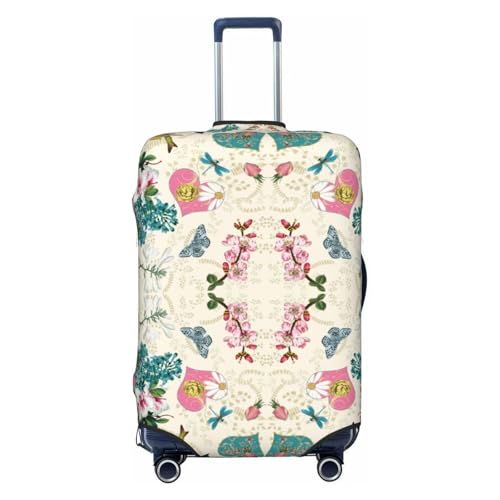 Bird Butterfly Rose Print Luggage Cover Washable Elasticated Suitcase Covers TSA Approved Stylish Dust and Scratch Resistant Case Protector for Kids and Adults