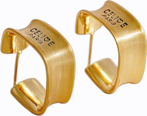 CZ Women's Initials Luxury Designer 14K Gold Plated Hypoallergenic Brushed Craft French Fashion Earrings for Birthday, Thanksgiving, Halloween, Christmas