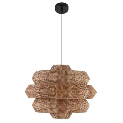 Lustre en rotin fait main, suspension chic style wabi-sabi