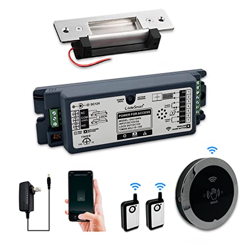 Olideauto-Door-Entry-Locking-SystemCompatible-with-AlexaGooglePhone-AppHand-Free-Door-Access-Control-KitSmart-WiFi-Built-in-ReceiverElectric-StrikeTouchless-Wave-Hand-SensorFoB-Keys