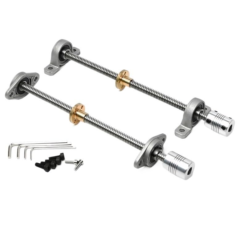 Linear Motion Ball Screw 1Set 100-600mm T8 Lead Screw 8mm + Brass Copper Nut + KFL08 Bearing Bracket +Flexible Coupling(600mm)