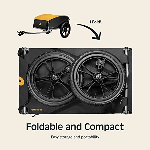 Image of Retrospec Rover Hauler Bike Cargo Trailer - Foldable Frame with Weather-Resistant Fabric & 80lb Capacity - Universal Bike Trailer for 20-29in Wheels - Includes Safety Flag & D-Ring Anchors