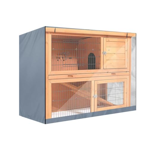 J&C Heavy Duty 420D Double Decker Rabbit Hutch Cover Windproof Waterproof Black Covers for Winter Rectangular Outdoor Bunny Cage Cover for Guinea Pig Cage (No Hutch (48x20x41in-Grey)