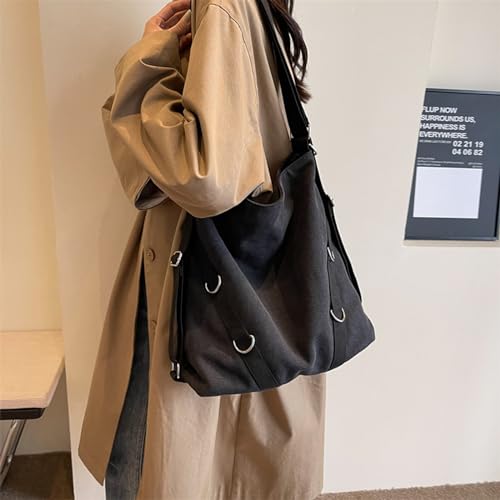 Image of Tote Bag for Women,Canvas Tote Bag with Zipper, Retro Large Capacity Casual Shoulder Handbags with Inner Pockets