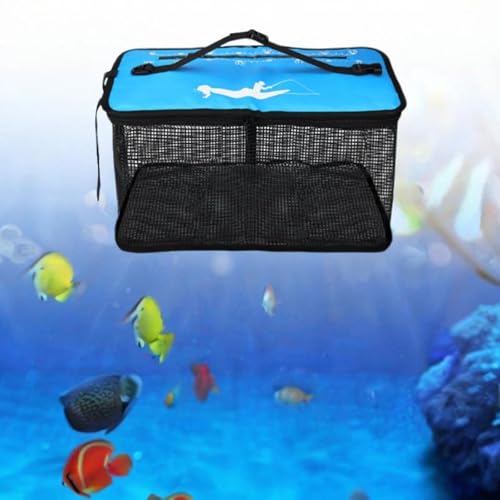 Dynwave Gaiola de peixes e balde com rede para pesca, Azul 46x27x26cm