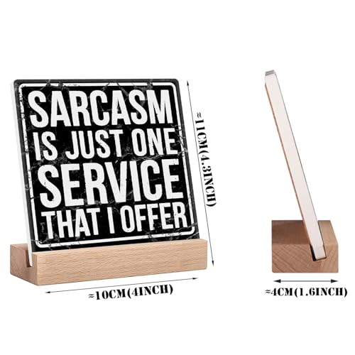 Funny Desk Signs For Office Decor Sarcasm Is Just One Service That I Offer Sign Sarcastic Gifts For Women Desk Accessories For Work Sarcastic Signs Funny Office Quotes Sign