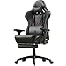 Produktbild Dowinx Gaming Stuhl Ergonomischer Rennstil mit Massage Lendenwirbelstütze Bürosessel für Computer PU-Leder mit versenkbarer Fußstütze (Schwarz)