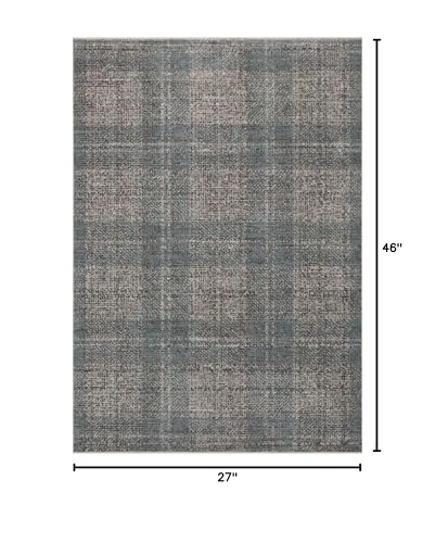 Image of Loloi Angela Rose Ember Denim /Charcoal 2'-3 inch x 3'-10 inch Accent Rug | EMB-09 Approx. 2x4 Blue Entryway Kitchen, Modern, Timeless, Neutral, Accent Rug