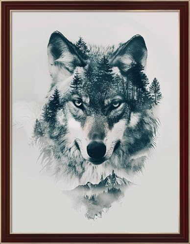 Image of Leczany Cross Stitch Stamped 11CT 3 Strands Kits for Adults Beginners Patterns Craft Kit Needlepoint Full Range of Embroidery Kits DIY Starter | Wolf 15.8x20.9 inches