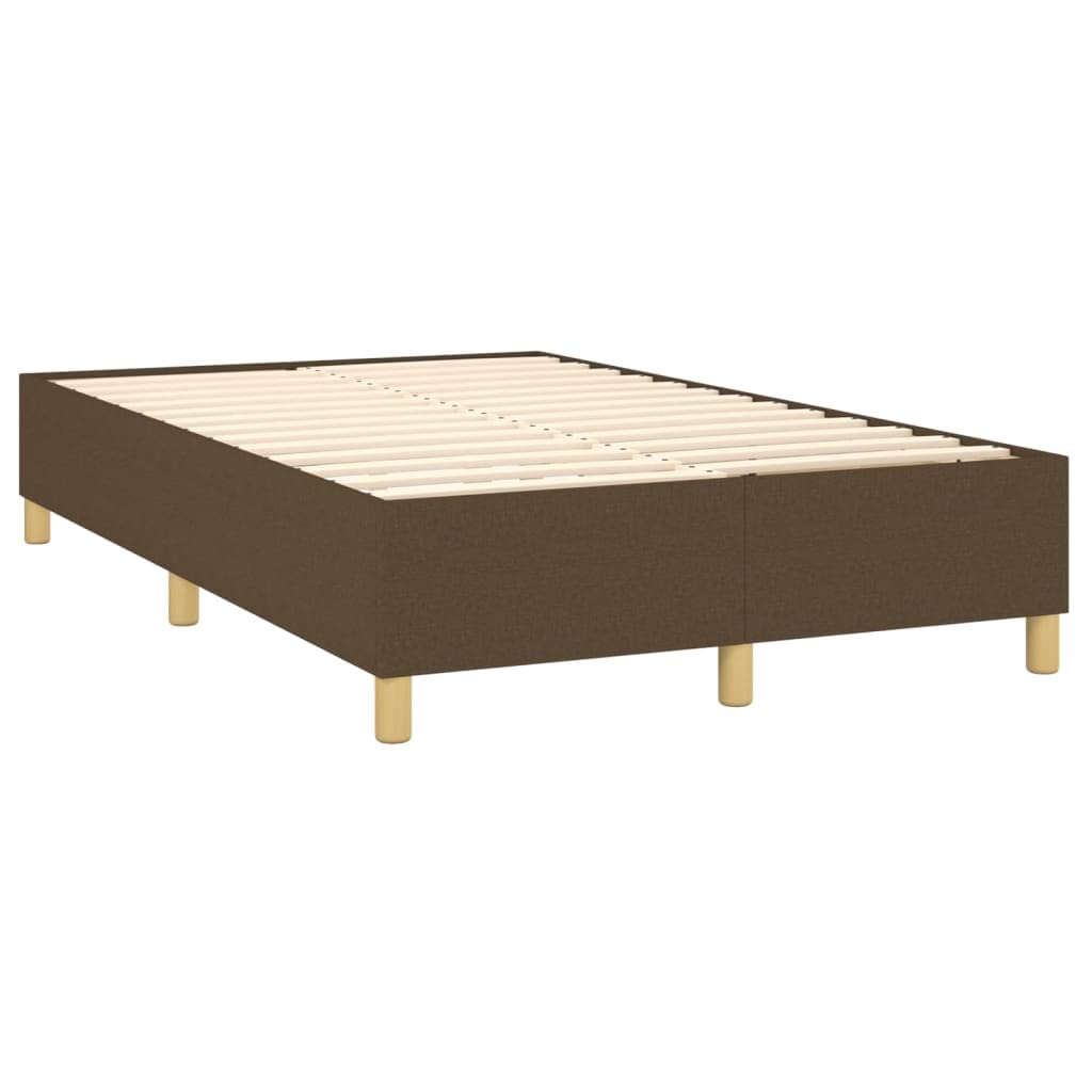 Cama con somier con colchón de muelles ensacados en 120 x 200 cm, tejido marrón oscuro y superficie de descanso de dureza media
