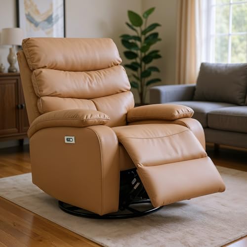 Image of DROGO Velora Electric Motorised Recliner Sofa 1 Seater with Rocking, Revolving & Rapid Recline Technology | Recliner Chairs for Home with Premium PU Fabric & Padded Body, 1 Year Warranty (Brown)