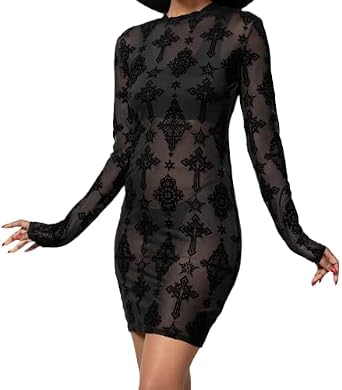 Killstar Alter Mesh Bodycon Dress Velvet Black Gothic Alternative-M