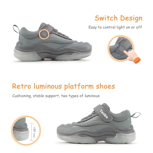 YESKIS Kids Light Up Sneakers for Boys Girls Running Tennis Shoes Lightweight Breathable Led Flashing Fizzzy Athletic Sport, Little Kid and Big Kid2