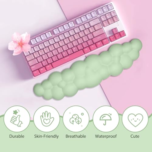 Image of JIKIOU Upgrade Leather Cloud Wrist Rest for Keyboard and Mouse & Cup Pad | Wish Gift-Cute Cloud Shape, Comfortable and don't Irritate to Skin, Non-Slip PU Base,Soft Memory Foam filled for Pain Relief