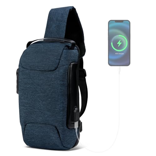 Pilipane Sling Bag, USB Anti-Theft Chest Shoulder Bags, Casual Daypack