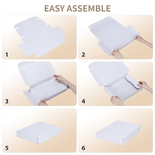 Image of RLAVBL 12x9x2 Shipping Boxes Set of 25, White Corrugated Cardboard Mailer Box for Packing Small Business