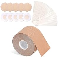Rushwak Boob Tape with 10 Nipple Pasties & 36 Fashion Tape Multipurpose Body Tape for Women Push Up & Lifting Breast Tape Breast Lift Bra Tape Bob Tape for Breast Lift Double Sided Tape for Clothes