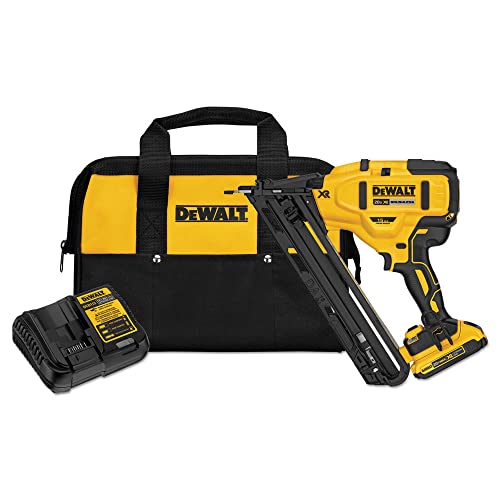 DEWALT 20V MAX Finish Nailer Kit, Angled, 15GA, Battery, Cha...