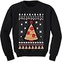 Tstars Pizza Tree Sweatshirt Youth Kids Ugly Christmas Sweater Style Long Sleeve Shirt Small Black