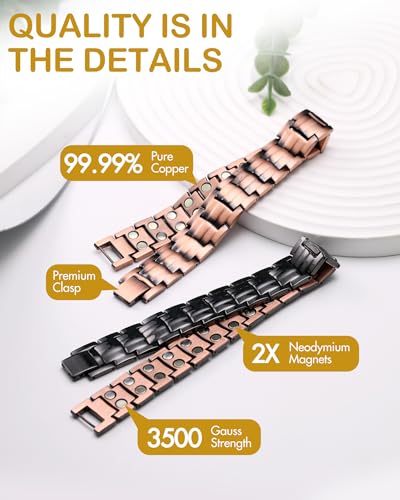 Feraco CA-B07XR6WFV4 Men'S Copper Magnetic Bracelet Elegant 99.99% Solid Copper Bracelets thumb #3